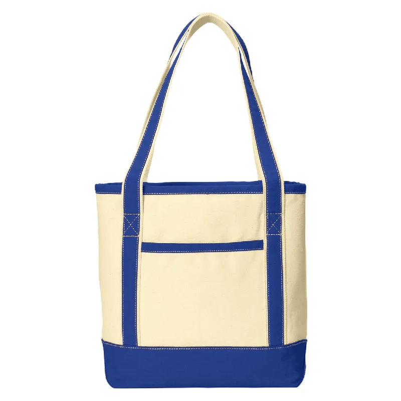 Fashion Forward, Function First Port Authority Natural/True Royal Medium Cotton Canvas Boat Tote Affordable Luxury With Top-Quality Handbags Fashion Forward, Function First Port Authority Natural/True Royal Medium Cotton Canvas Boat Tote Affordable Luxury With Top-Quality Handbags
