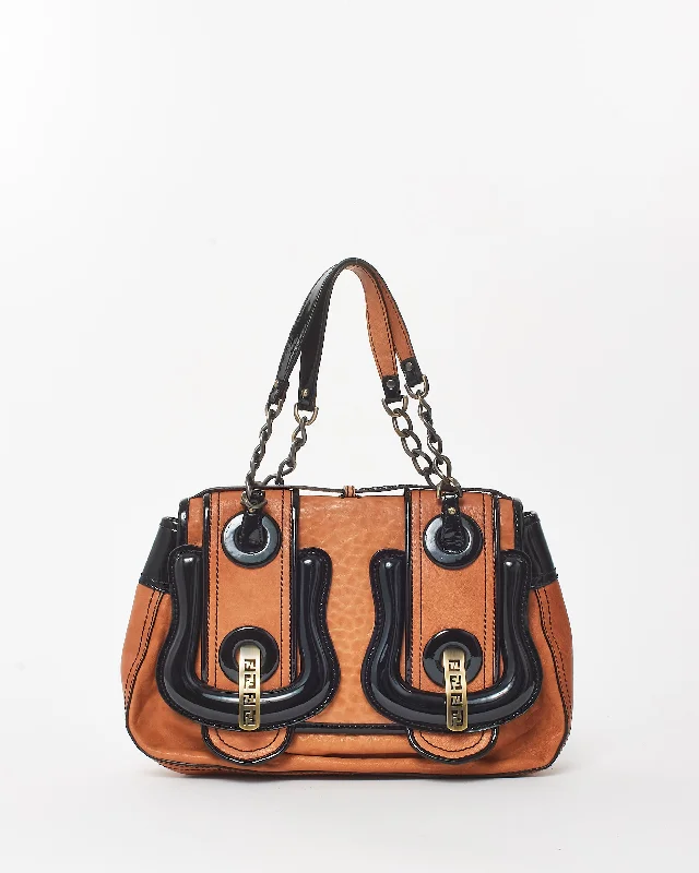 Black Friday Deals On Stylish Handbags Fendi Vintage Brown Leather & Black Patent Leather Buckle B Bag Shoulder Bag Elegant Bags, Limited Stock Available Black Friday Deals On Stylish Handbags Fendi Vintage Brown Leather & Black Patent Leather Buckle B Bag Shoulder Bag Elegant Bags, Limited Stock Available