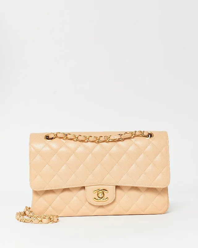 Elegant And On-Sale Evening Bags Chanel Beige Claire Caviar Leather Medium Classic Flap GHW Trendy Handbags At Limited-Time Discounts Elegant And On-Sale Evening Bags Chanel Beige Claire Caviar Leather Medium Classic Flap GHW Trendy Handbags At Limited-Time Discounts
