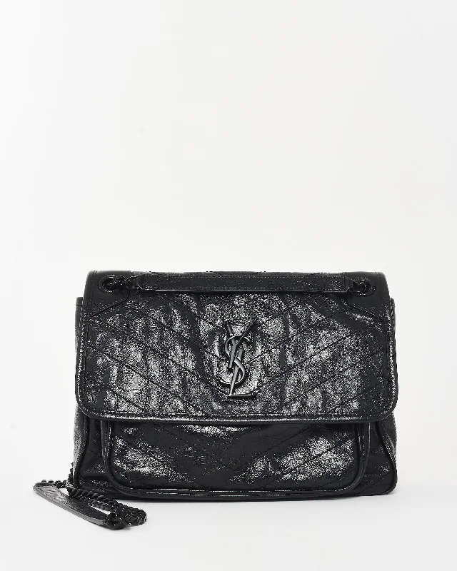 Hot Items Saint Laurent Black Crinkle Vintage Calf Leather Medium Nikki Bag Your Perfect Bag At The Perfect Price