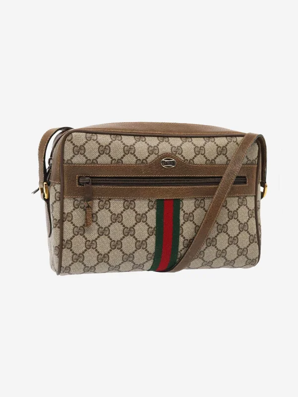 Flash Sales On Premium And High-Quality Bags Brown GG Supreme Web Sherry Line Shoulder Bag Must-Have Bags At Irresistible Discounts