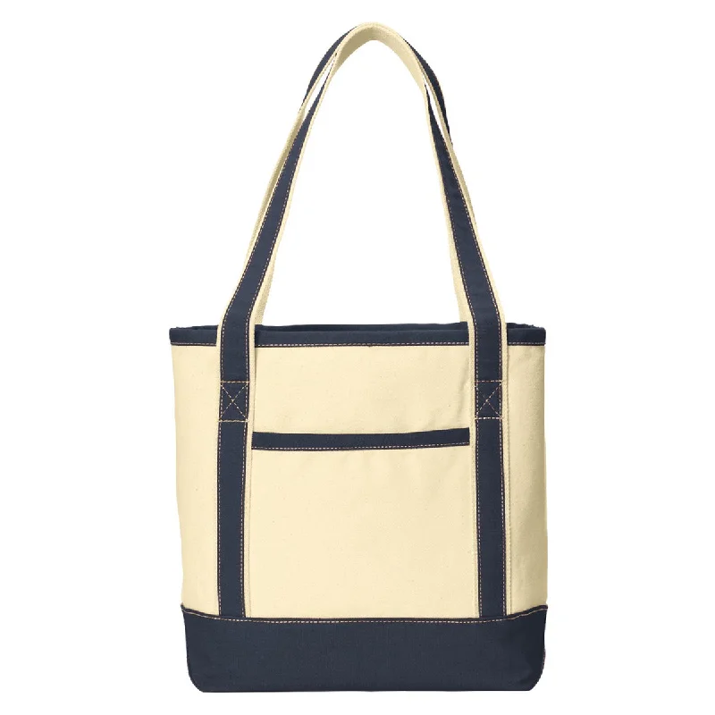 Fashion Frontiers Port Authority Natural/Navy Medium Cotton Canvas Boat Tote Trendy Purses, Limited Offer Fashion Frontiers Port Authority Natural/Navy Medium Cotton Canvas Boat Tote Trendy Purses, Limited Offer