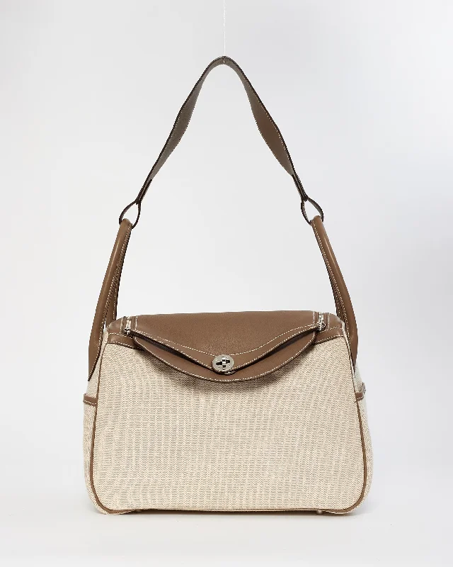 Budget Saver Hermès Beige Canvas & Etoupe Leather 34cm Lindy Shoulder Bag with SHW Upgrade Your Look With Our Bag Sale Budget Saver Hermès Beige Canvas & Etoupe Leather 34cm Lindy Shoulder Bag with SHW Upgrade Your Look With Our Bag Sale