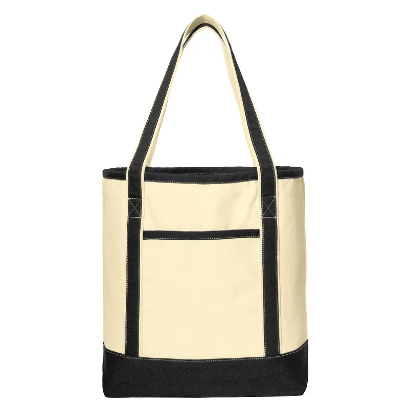 Fashionista Sale Port Authority Natural/Black Large Cotton Canvas Boat Tote Trendy Purses At Exclusive Promotional Rates Fashionista Sale Port Authority Natural/Black Large Cotton Canvas Boat Tote Trendy Purses At Exclusive Promotional Rates