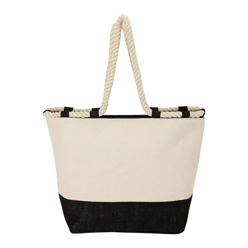 Relaxed Style Deals Logomark Black Canvas and Jute Tote Best Deals On Premium Handbags Relaxed Style Deals Logomark Black Canvas and Jute Tote Best Deals On Premium Handbags