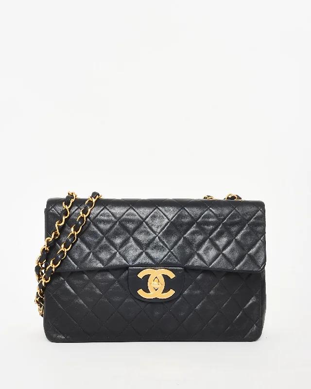 Professional Bags With Office Discounts Chanel Vintage Black Lambskin 24K Gold Plated Hardware Maxi Single Flap Bag Elegant Bags, Limited Stock Available Professional Bags With Office Discounts Chanel Vintage Black Lambskin 24K Gold Plated Hardware Maxi Single Flap Bag Elegant Bags, Limited Stock Available