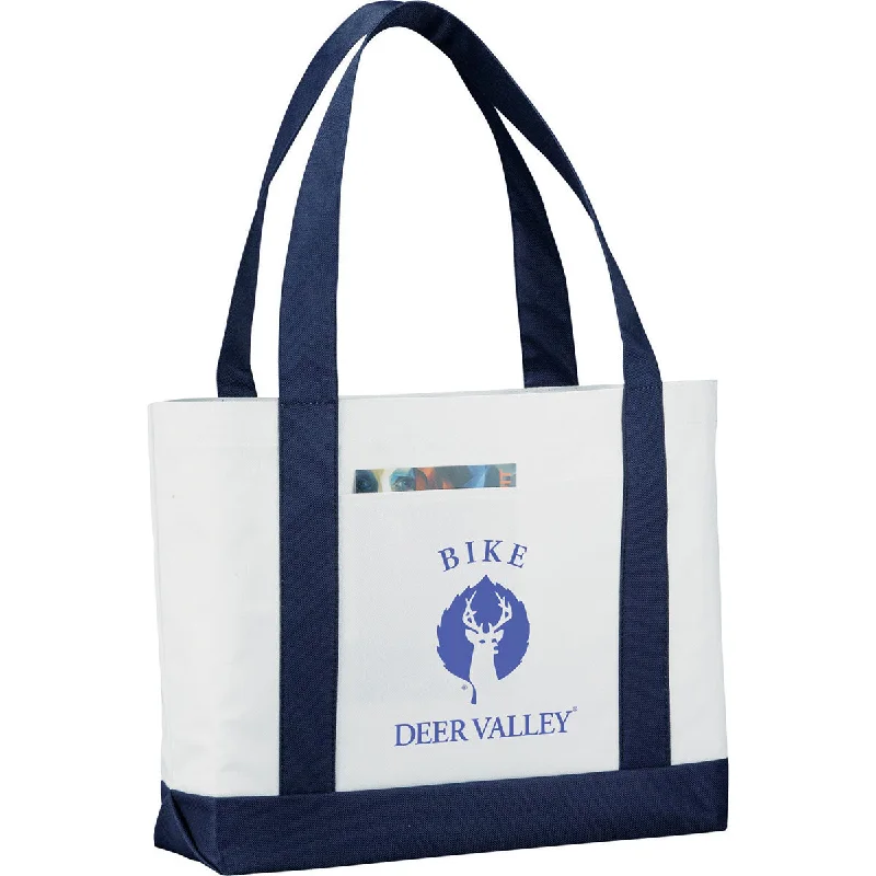 Summer Deals Bullet White with Navy Blue Trim Large Boat Tote Upgrade Your Look With Our Exclusive Bag Deals Summer Deals Bullet White with Navy Blue Trim Large Boat Tote Upgrade Your Look With Our Exclusive Bag Deals