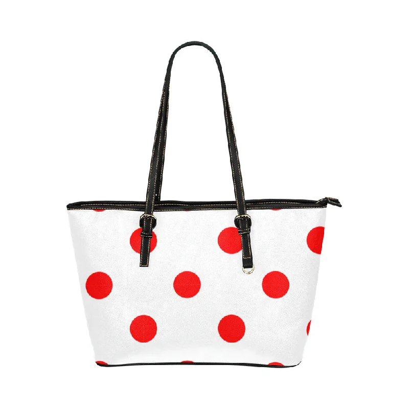 Comfortable Chic White With Red Polka Dots Leather Tote Bag Stylish Totes, Special Discounts Comfortable Chic White With Red Polka Dots Leather Tote Bag Stylish Totes, Special Discounts