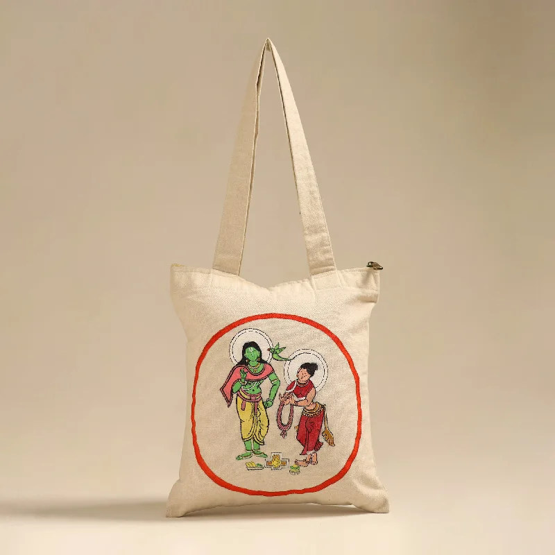 Fall Sale, Prices Drop Beige - Pattachitra Handpainted Shoulder Bag from Odisha 40 Must-Have Bags At Irresistible Discounts