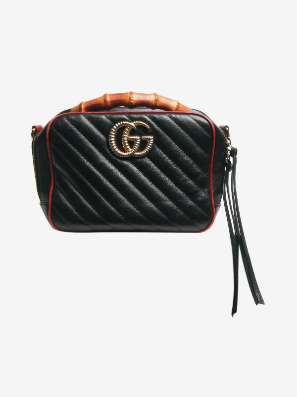 Style Without Limits Black GG Marmont shoulder bag with bamboo handle Handbag Deals For Every Occasion Style Without Limits Black GG Marmont shoulder bag with bamboo handle Handbag Deals For Every Occasion