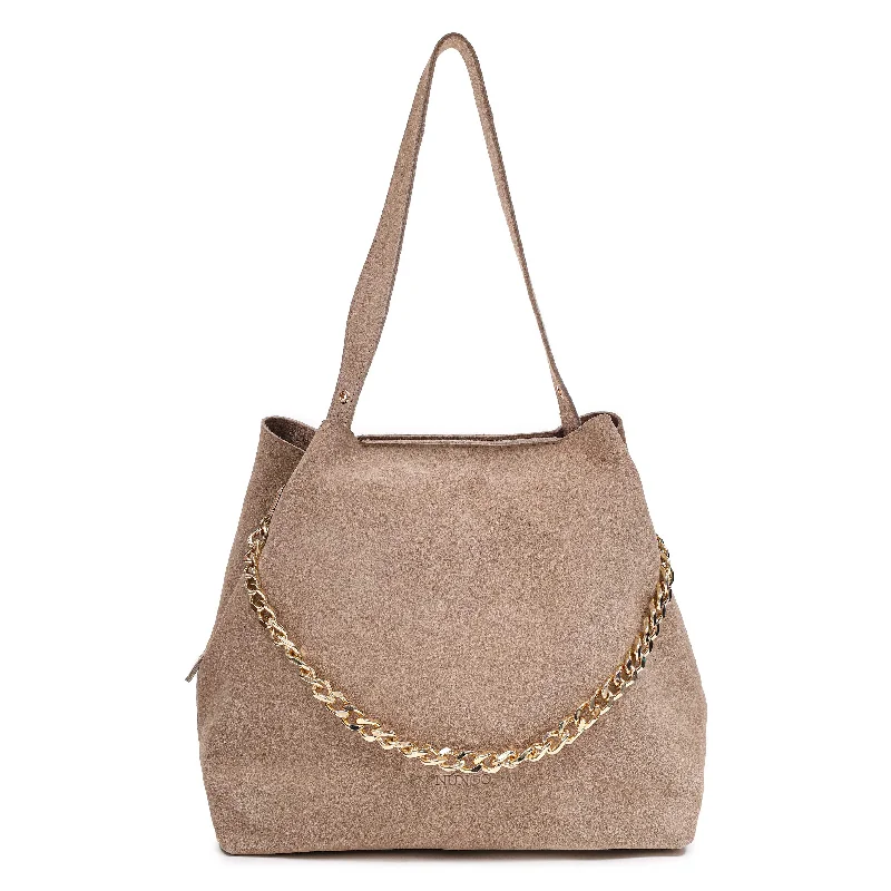 Relaxed Style Chiara Suede Beige w. Gold Fashion Bags, Limited Offer