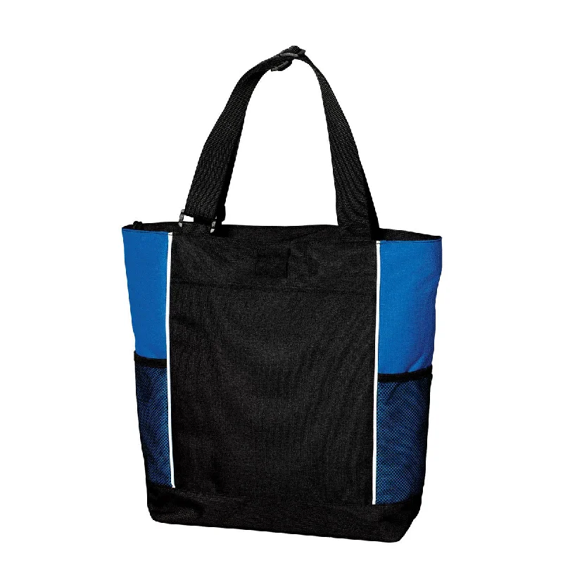 Vintage Style Deals Port Authority Black/ Royal Improved Panel Tote Statement Bags With Exclusive Savings