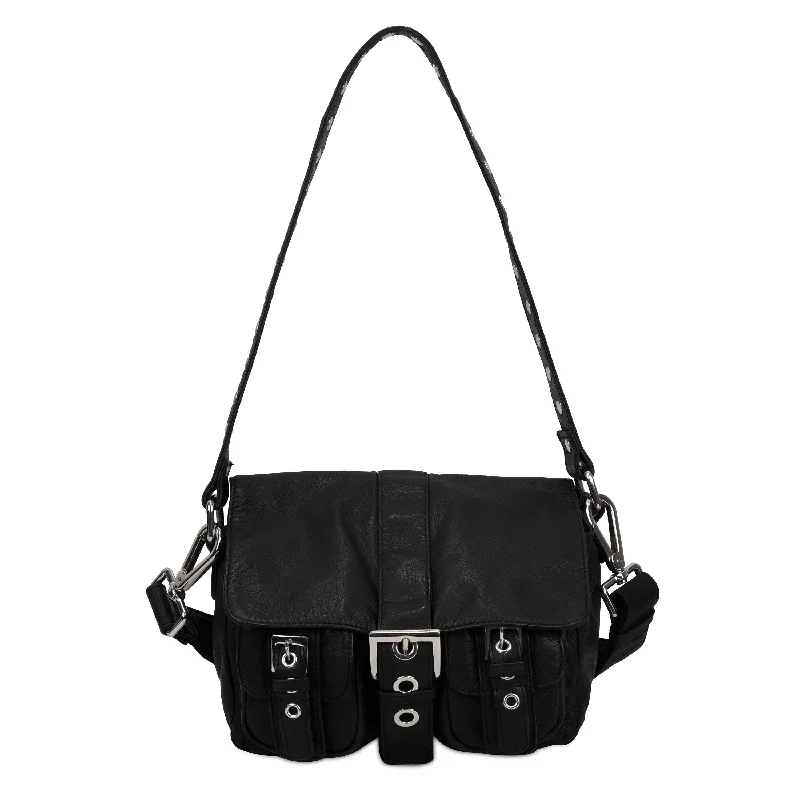 Browse Our Top Products Honey Buckle Washed Black Statement Handbags At Unbeatable Discounts
