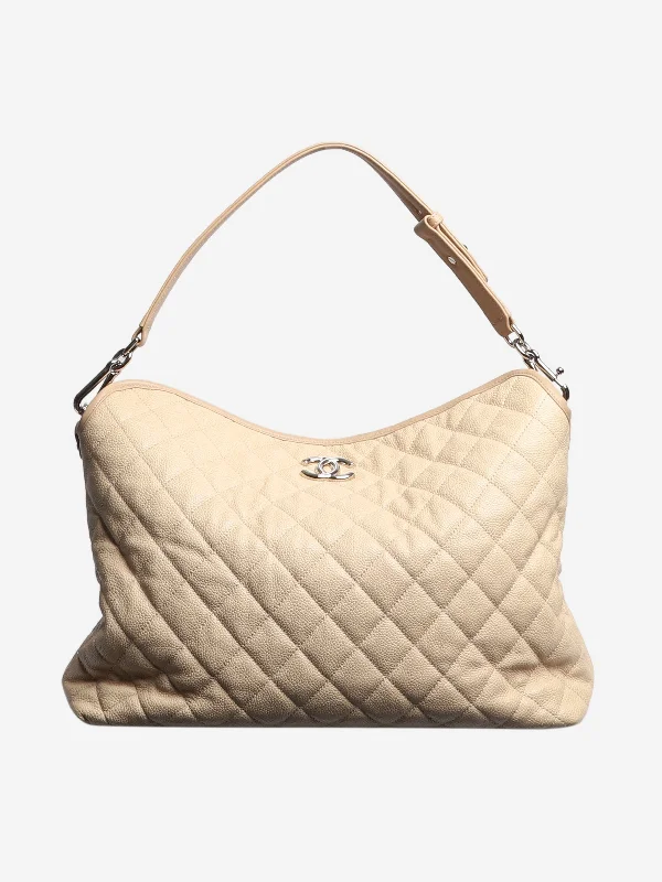 Hot Sale Cream 2012 caviar leather quilted shoulder bag Flash Sale On Handbags