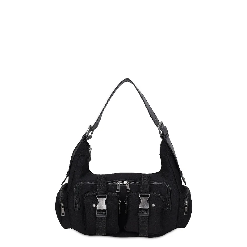The Good Stuff Sally Buckle Scuba Black w. Antique Silver Trendy Bags, Huge Savings