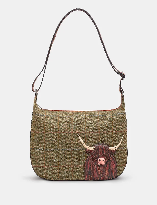 Seasonal Trends Highland Cow Harris Tweed & Brown Leather Hobo Bag Best Deals On Premium And Casual Bags – Act Fast Seasonal Trends Highland Cow Harris Tweed & Brown Leather Hobo Bag Best Deals On Premium And Casual Bags – Act Fast
