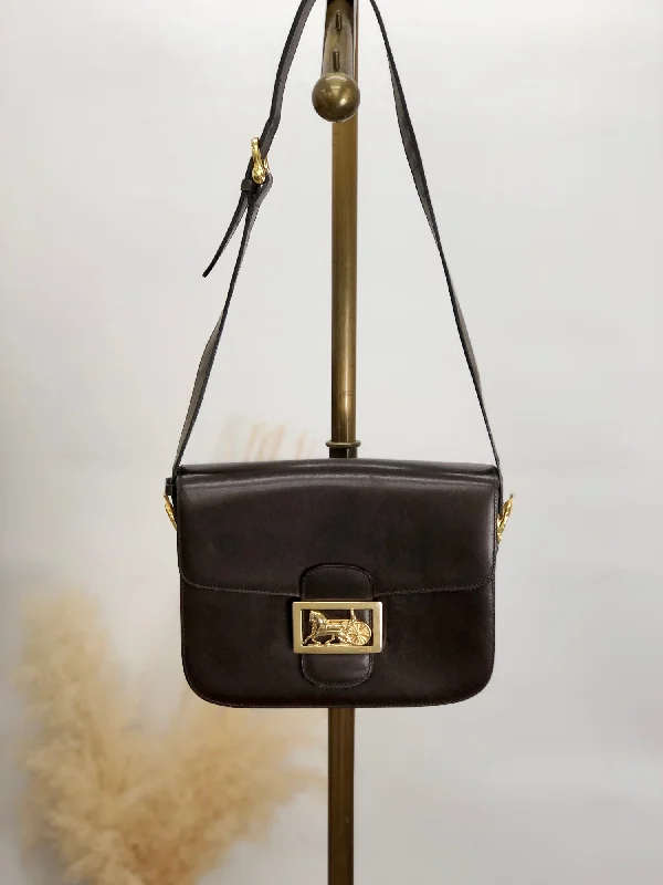 Vintage-Inspired CELINE Horse Carriage Shoulder bag Brown Vintage g8etta Fashionable Handbags, Limited-Time Deals