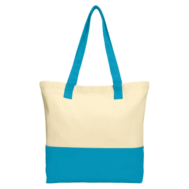 Shop The Hottest Deals Port Authority Natural/Turquoise Colorblock Cotton Tote Stylish Totes, Special Discounts Shop The Hottest Deals Port Authority Natural/Turquoise Colorblock Cotton Tote Stylish Totes, Special Discounts
