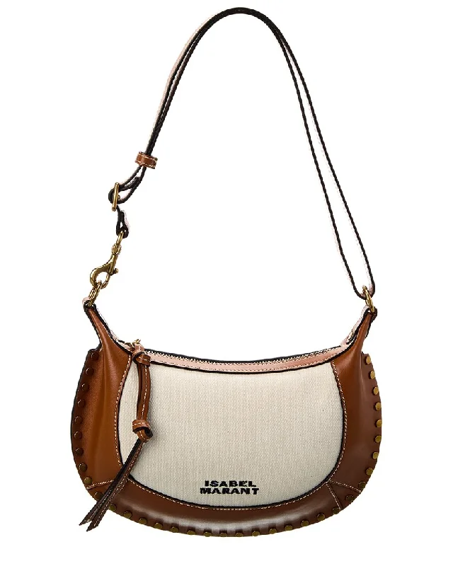 Isabel Marant Oskan Moon Canvas & Leather Hobo Bag Fashion Bags, Limited Offer