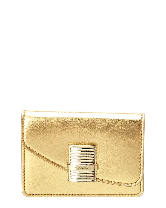 Ferragamo Fiamma Leather Card Holder Trendy Bags, Huge Savings