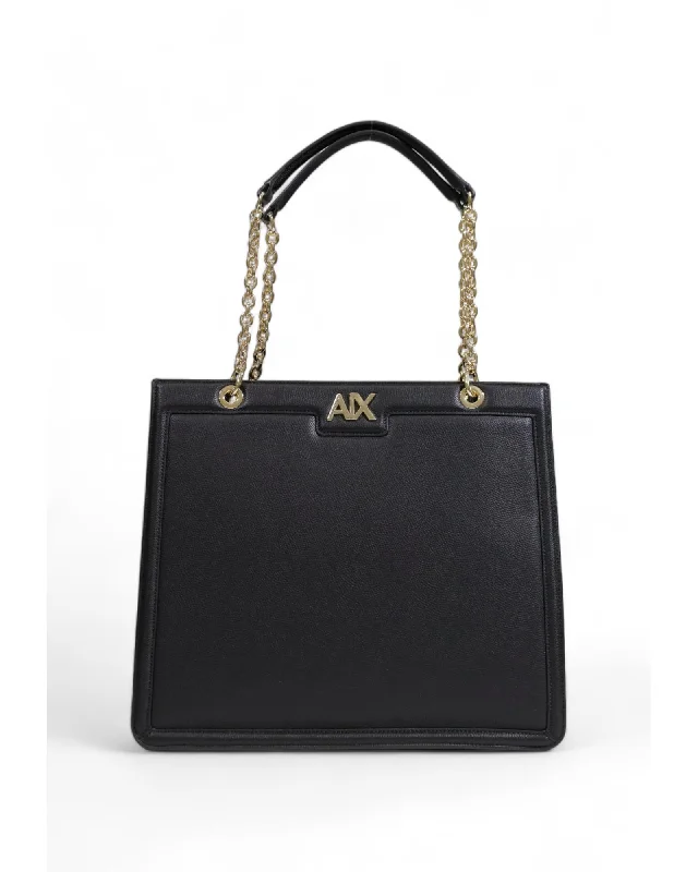 Armani Exchange Black Handbag with Zip Fastening - Plain Pattern Polyester Material Limited-Stock Bag Clearance – Grab Your Favorite Now