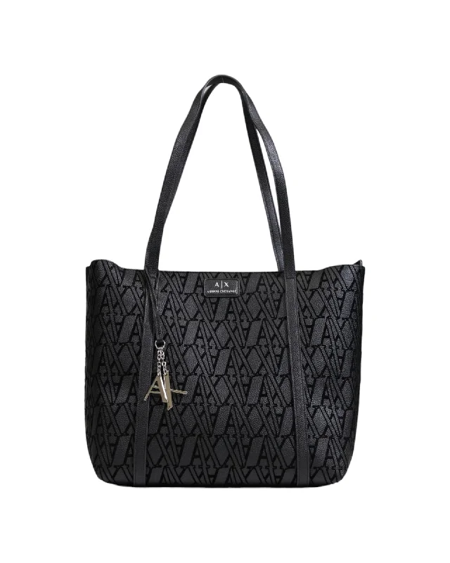 Armani Exchange Black Printed Zippered Bag with Unique Pattern Design Trendy And Classic Bags Now At Unbeatable Discounts