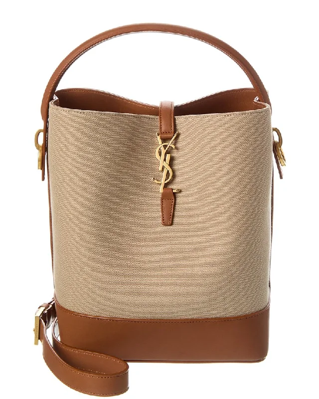 Saint Laurent Le 37 Canvas & Leather Bucket Bag Sleek And Stylish Handbags At Lower Prices Saint Laurent Le 37 Canvas & Leather Bucket Bag Sleek And Stylish Handbags At Lower Prices