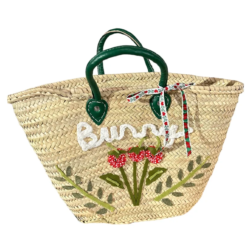 Big Embroidered Basket Bag in Green Elegant Bags, Limited Stock