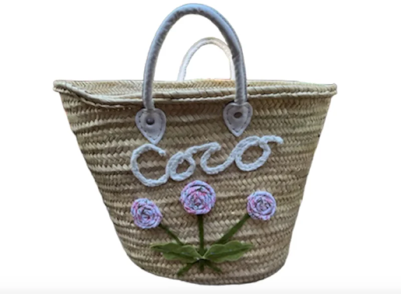 Big Embroidered Basket Bag in White Premium Bags, Special Prices