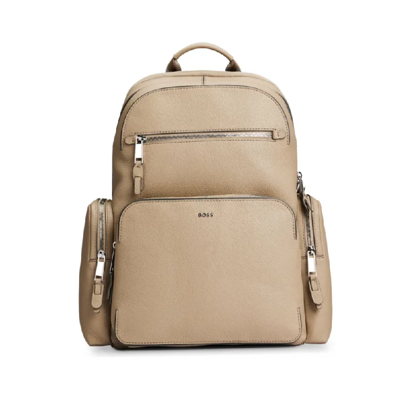 Grained-leather backpack with logo lettering Everyday Elegance At Lower Prices