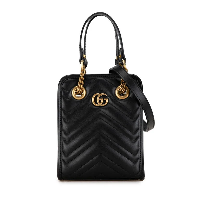 Gucci GG Marmont tening Handbag 2WAY 696123 Black Leather  Gucci Grab Stylish Bags Before They Sell Out