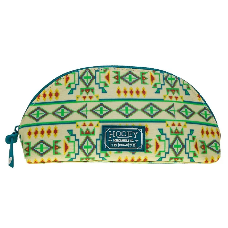 "Hooey Small Accessory Bag" Cream w/Teal Print Iconic Handbags At Unbeatable Prices