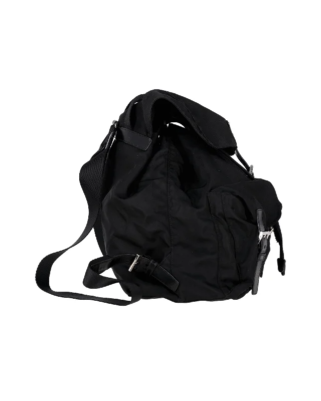 Prada Saffiano-Trimmed Medium Vela Drawstring Backpack in Black Nylon Elegant Purses At Clearance Prices Prada Saffiano-Trimmed Medium Vela Drawstring Backpack in Black Nylon Elegant Purses At Clearance Prices