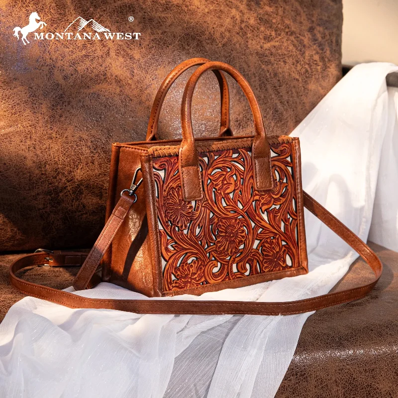 Trinity Ranch Floral Tooled Mini Tote/Crossbody Luxury Totes At The Lowest Prices Of The Season
