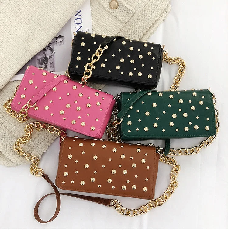 2022 Spring lady chain PU Leather Hand bag shoulder bags Rivet women ladies purse Shoulder Bags, Crossbody Bags, And More On Sale 2022 Spring lady chain PU Leather Hand bag shoulder bags Rivet women ladies purse Shoulder Bags, Crossbody Bags, And More On Sale