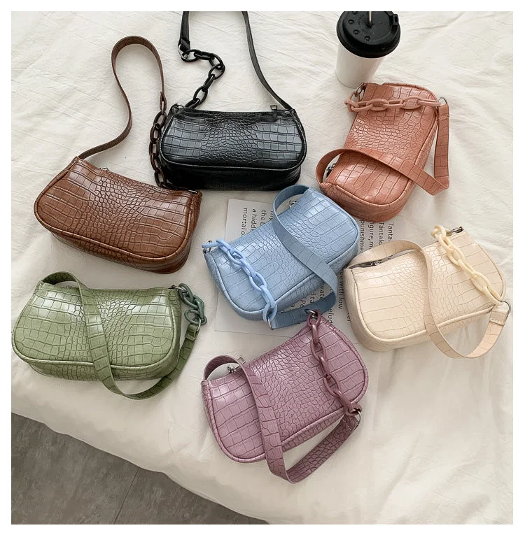 Crocodile Pattern Handbag for Women 2021 fashion Candy Color Chain Ladies Small Shoulder Bags Fashion Design Leather Armpit Bag Elevate Your Style With Our Handbag Sale Crocodile Pattern Handbag for Women 2021 fashion Candy Color Chain Ladies Small Shoulder Bags Fashion Design Leather Armpit Bag Elevate Your Style With Our Handbag Sale