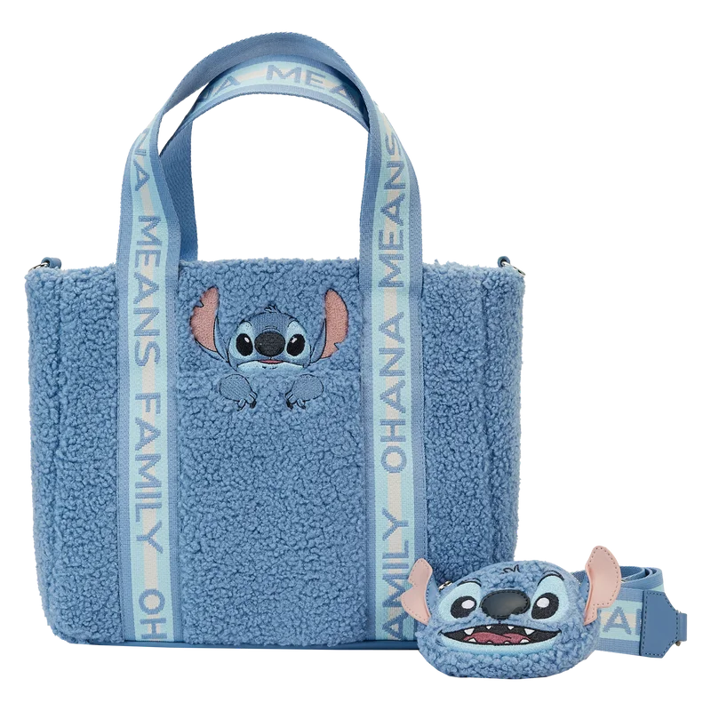 Loungefly Stitch Plush Sherpa Tote Bag With Coin Bag Trendy And Timeless Handbags Now On Sale