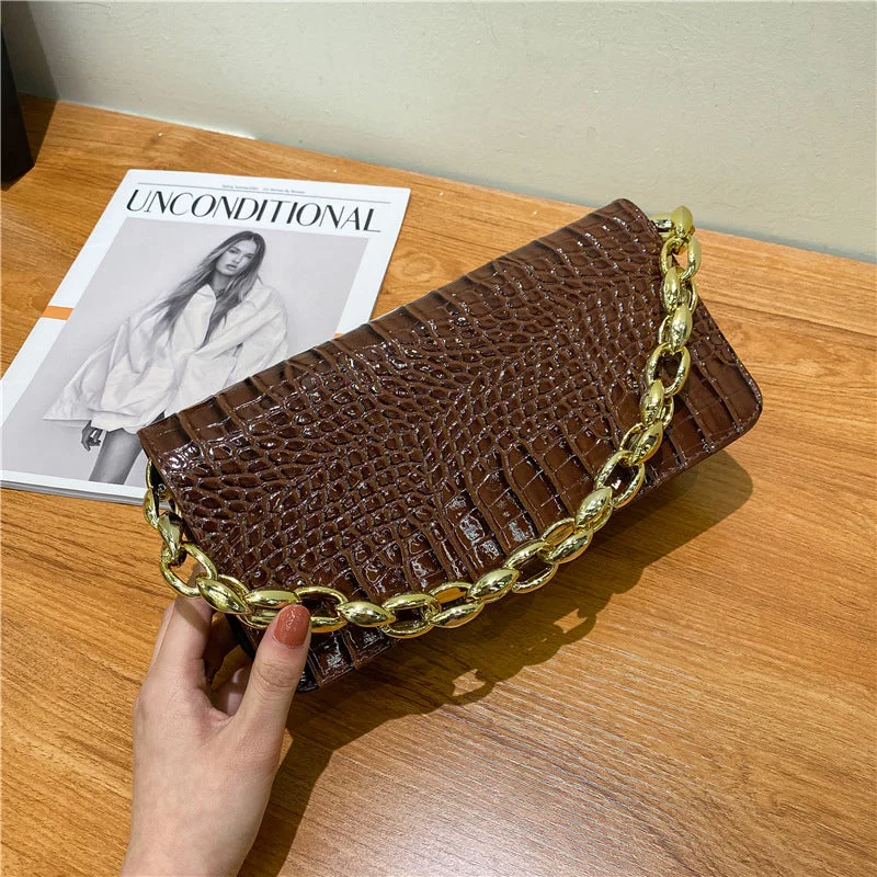 New style female bag fashion trend crocodile pattern small square bag underarm bag chain shoulder handbag Statement Bags At Unbelievable Discounts – Shop Today New style female bag fashion trend crocodile pattern small square bag underarm bag chain shoulder handbag Statement Bags At Unbelievable Discounts – Shop Today