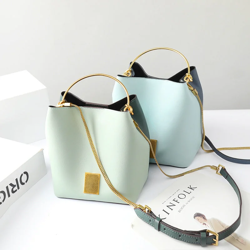 Patchwork Chain Women Leather Bucket Bag Handbag with Metal Handle Shoulder Bag Your Perfect Bag At The Perfect Price Patchwork Chain Women Leather Bucket Bag Handbag with Metal Handle Shoulder Bag Your Perfect Bag At The Perfect Price