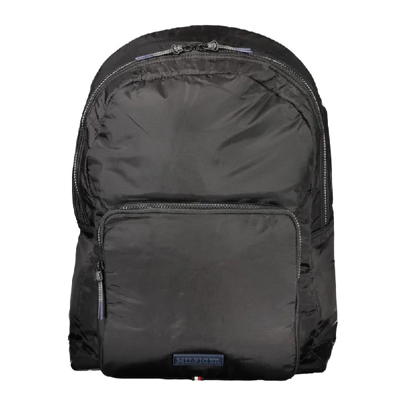 Tommy Hilfiger Black Nylon Backpack Stylish Totes, Special Discounts