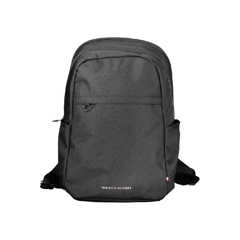 Tommy Hilfiger Black Polyester Backpack Trendy Purses, Limited Offer