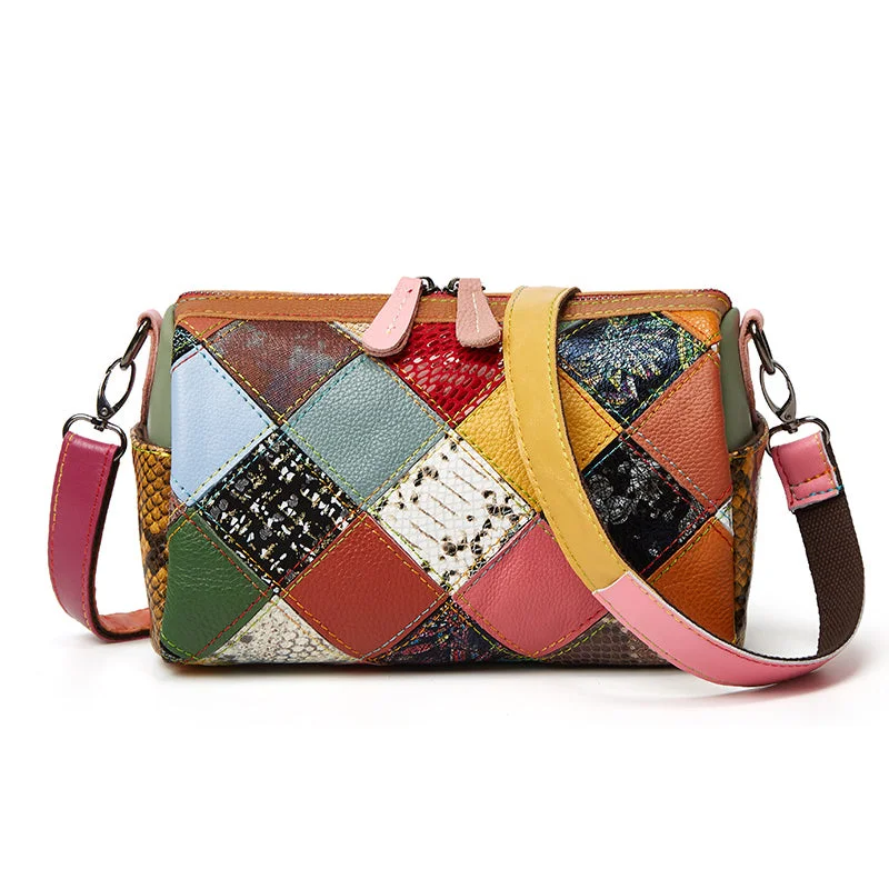 Trendy genuine leather contrast color messenger boston bag women retro shoulder pillow bag new ladies handbags Classic Bags, Exclusive Deals Trendy genuine leather contrast color messenger boston bag women retro shoulder pillow bag new ladies handbags Classic Bags, Exclusive Deals