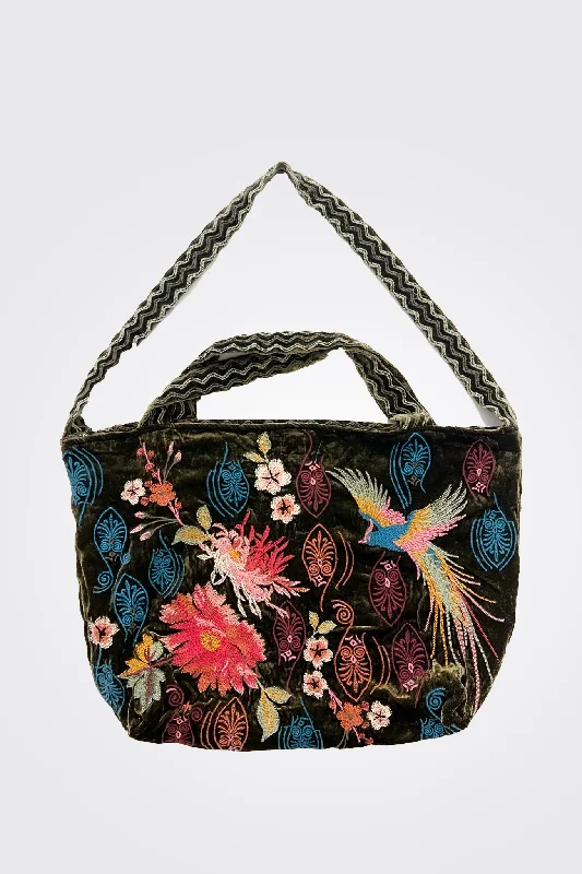 Ashira Velvet Tote Bag - Deep Green Trendy Purses At Unbeatable Discounts