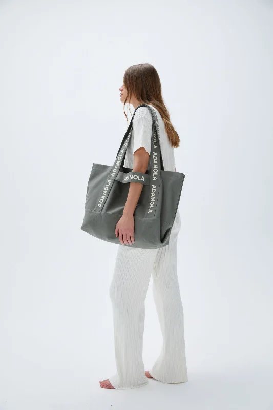 Branded Strap Tote Bag - Olive Green Don't Miss Out – Handbag Discounts