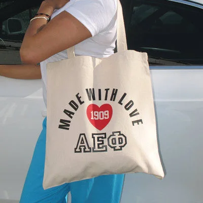 Sorority Tote Bag, Printed Made With Love Design - Q-Tees Q800 - CAD Designer Bags At Exclusive Clearance Prices Sorority Tote Bag, Printed Made With Love Design - Q-Tees Q800 - CAD Designer Bags At Exclusive Clearance Prices