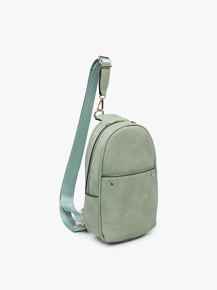 Pamela Double Zip Sling Bag (Sage) Premium Quality Bags, Budget Prices