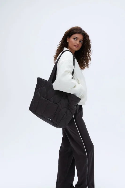 Quilted Nylon Tote Bag - Coffee Bean Elegant Purses, Shop & Save