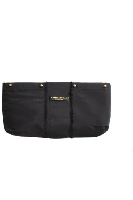 Black Silk Taffetta with Fringe Clutch Cover Premium Bags At Special Prices