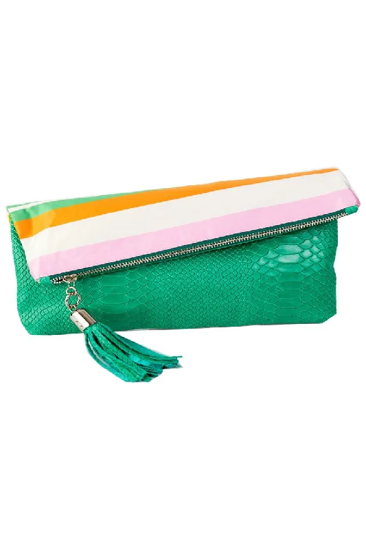 Cece Kelly Embossed Python Reversible to Rainbow Silk Foldover Clutch Your Perfect Bag At The Perfect Price Cece Kelly Embossed Python Reversible to Rainbow Silk Foldover Clutch Your Perfect Bag At The Perfect Price