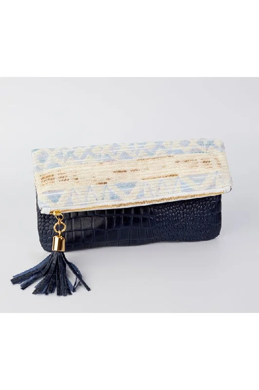 Cece Navy Embossed Croc Reversible to Blue Ikat Foldover Clutch Everyday Handbags At Wallet-Friendly Prices Cece Navy Embossed Croc Reversible to Blue Ikat Foldover Clutch Everyday Handbags At Wallet-Friendly Prices